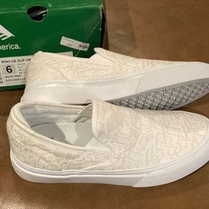 Emerica Shoes, Wino G6 Slip-On, White/Print